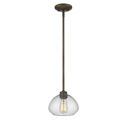 Z-Lite Amon 1 Light Mini Pendant, Olde Bronze And Clear Seedy 722MP-OB
